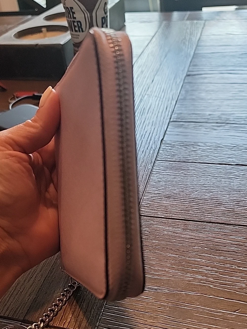 kate spade New York Lavender And Navy Saffiano Leather Zip Wallet with Key Ring